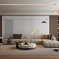 Elegant Living Room Interior With TV Wall Marble Coffee Table Accent Chair And Lighting
