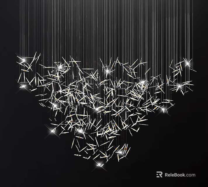 Artistic Crystal Chandelier with Hanging Glass Pieces and Modern Lighting Design 3d model