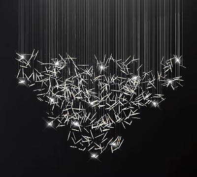 Artistic Crystal Chandelier with Hanging Glass Pieces and Modern Lighting Design 3d model