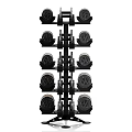 Sports Equipment Multi Tier Storage Rack with Black Design and Silver Helmets