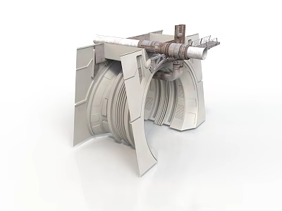 Industrial Mechanical Component With Metal Frame Circular Structure Pipes And Support Elements 3d model