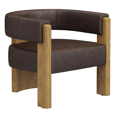 Modern Accent Chair With Leather Upholstery And Wooden Frame For Comfortable Seating 3d model