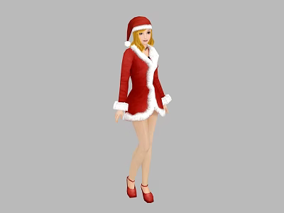 Game And Movie Character In Santa Costume With Red Hat White Trim High Heels 3d model