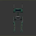 Green Humanoid Robot Featuring Two Antennas And Yellow Grid Display With Long Legs
