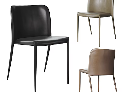 Modern Design Leisure Chairs In Black And Beige Leather With Slim Metal Legs 3d model