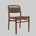 Modern Natural Wood Dining Chair With Woven Backrest And Smooth Leather Seat For Cozy Dining Space
