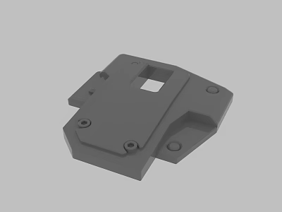 Gray Industrial Mechanical Part With Square Opening And Screw Holes Design 3d model