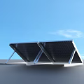 Solar Panel Array With Dual Panels And Metal Mounting Bracket 3d model