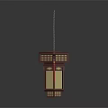 Traditional Red Hanging Lantern With Wooden Frame And Translucent Panels For Home Decor