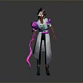3D Character With Unique Hairstyle White Coat Purple Accents And Green Boots