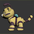 Adorable Cartoon Cat Character With Bee Antennae Yellow Purple Stripes And Wings