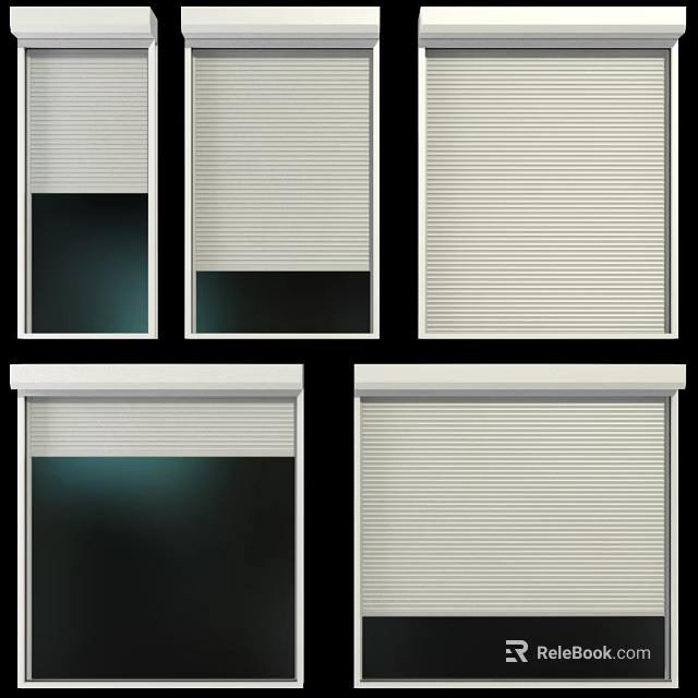 Various Roller Blinds Window Coverings With Different Open Close Positions And Styles 3d model