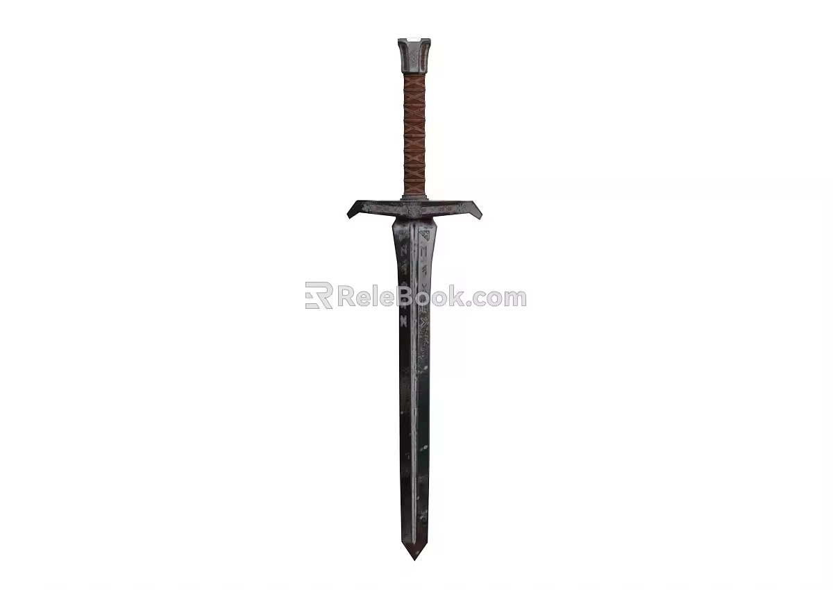 Knight Sword Rune Sword Cold Weapon Ancient Weapon Sword Weapon Game Equipment 3d model