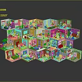 Colorful Multi Level Architecture Miniature Model With Detailed Room Layouts And Decor