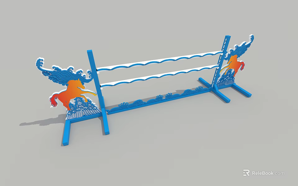 Durable Blue Horse Design Sports Hurdle For Fitness Training Workouts 3d model 