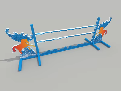 Durable Blue Horse Design Sports Hurdle For Fitness Training Workouts 3d model