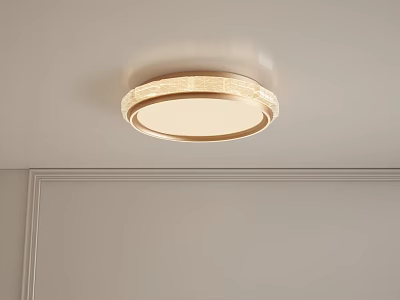 Modern Round Ceiling Light With Golden Trim And White Shade Installed On Ceiling 3d model