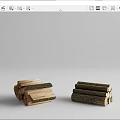 Natural Stone Wood Logs Stacked in Various Shapes and Sizes