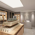 Neat Modern Specialty Store Interior With Round Shelves Cans Displays And Refrigerators