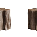 Rustic Wooden Tree Stump Stools With Natural Wood Texture And Design