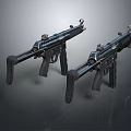 Two Modern Black Submachine Guns With Tactical Grips And Side By Side 3d model