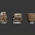 Artisan Handcrafted Carved Sculptures Featuring Pottery Jars Baskets And Wrapped Bundles