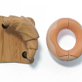 Wooden Banana Shaped Decor Item And Pink Ring Toy For Decoration