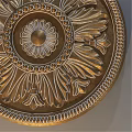 Decorative Circular Component With Intricate Carved Flower And Leaf Patterns And Beaded Border Design