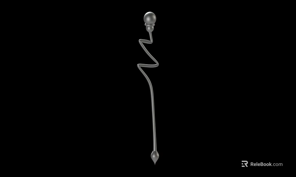 Unique Metal Curved Weapon Design With Spherical Top And Pointed Bottom 3d model 