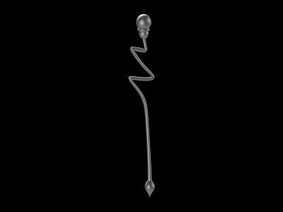 Unique Metal Curved Weapon Design With Spherical Top And Pointed Bottom 3d model