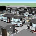Modern Commercial Street With Planned Layout Pedestrian Walkways And Waterfront Green Spaces