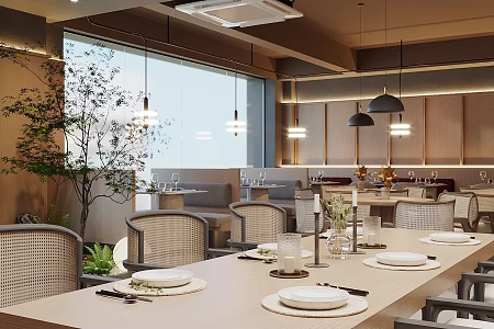 Modern Western Restaurant Tableware Restaurant Tableware Hotel Restaurant Music Restaurant Light Luxury Western Restaurant Dining Table Chair Card Seat Sofa C 3d model