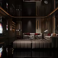 Elegant Modern KTV Interior With Luxurious Sofas Large Screen TV Lighting Decor And Marble Walls 3d model