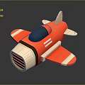 Red and White Cartoon Toy Airplane with Black Cockpit Propeller and Wings
