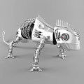 Electric Toy Mechanical Lizard With Silver Metal Robotic Structure And Detailed Parts