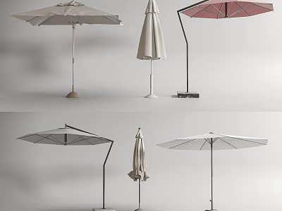 Various Modern Sunshade Umbrellas With Different Designs And Outdoor Usage Features 3d model