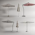 Various Modern Sunshade Umbrellas With Different Designs And Outdoor Usage Features 3d model