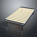 Modern Single Bed With Metal Frame And Wooden Slats Design Structure
