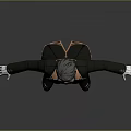 3D Character Model Wearing Formal Black Coat With Striped Pants And Bow Tie
