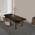 Modern Dining Table and Chair Combination Middle Ancient Dining Table and Chair New Chinese Dining Table and Chair Solid Wood Dining Table and Chair 3d model