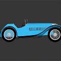 Vintage Blue Convertible Classic Car With Retro Body Design And White Seats