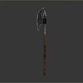 Medieval Battle Axe With Carved Wooden Handle And Curved Metal Blade Design