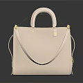 Elegant White Leather Handbag With Golden Hardware And Adjustable Shoulder Strap 3d model