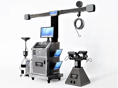 Industrial Equipment With Multiple Display Screens Mechanical Arm And Control Panel 3d model