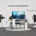 Mobile Digital Product Photography Setup with Monitor Camera Tripod Ring Light Softboxes Table and Chair