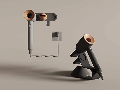 Minimalist Modern Hairdryers as Daily Electrical Appliances with Wall Mount and Stand Design 3d model