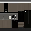 Modern Kitchen Interior With Built in Wine Cabinet And Wooden Cabinets