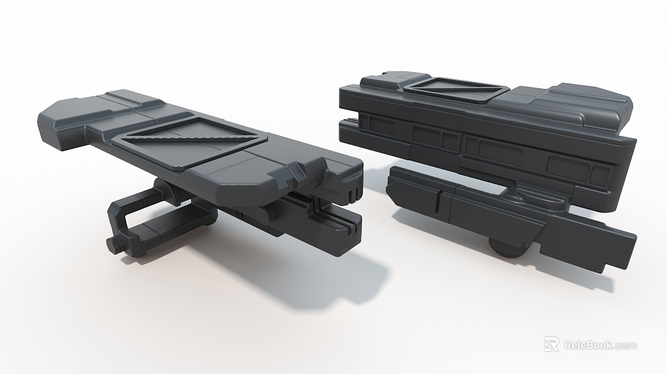 Black Industrial Equipment Mechanical Components With Structural Design And Two Units 3d model 