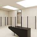 Modern Clothing Store Interior With Minimalist Design Metal Racks And Large Mirror