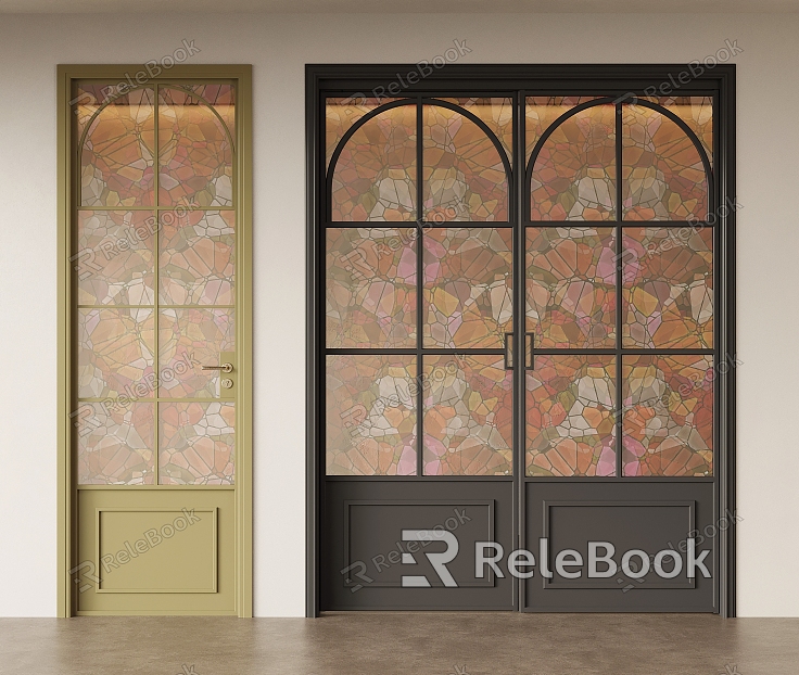 Retro style sliding door glass single door model